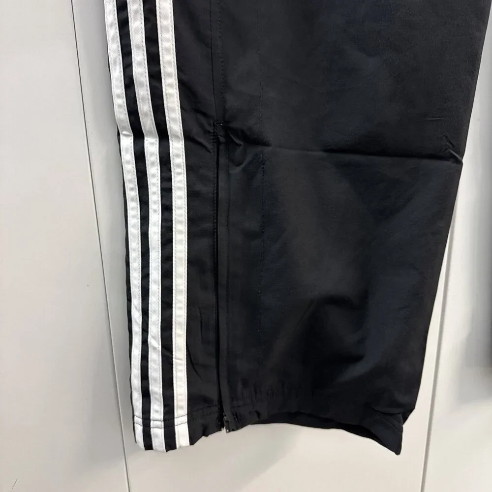 Men’s L Adidas 2006 Track Pants Drawstring Black‎ White 3 Stripe (D22)